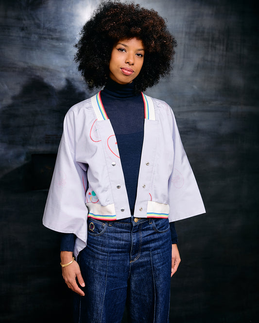 Kimono College Jacke Flieder croped