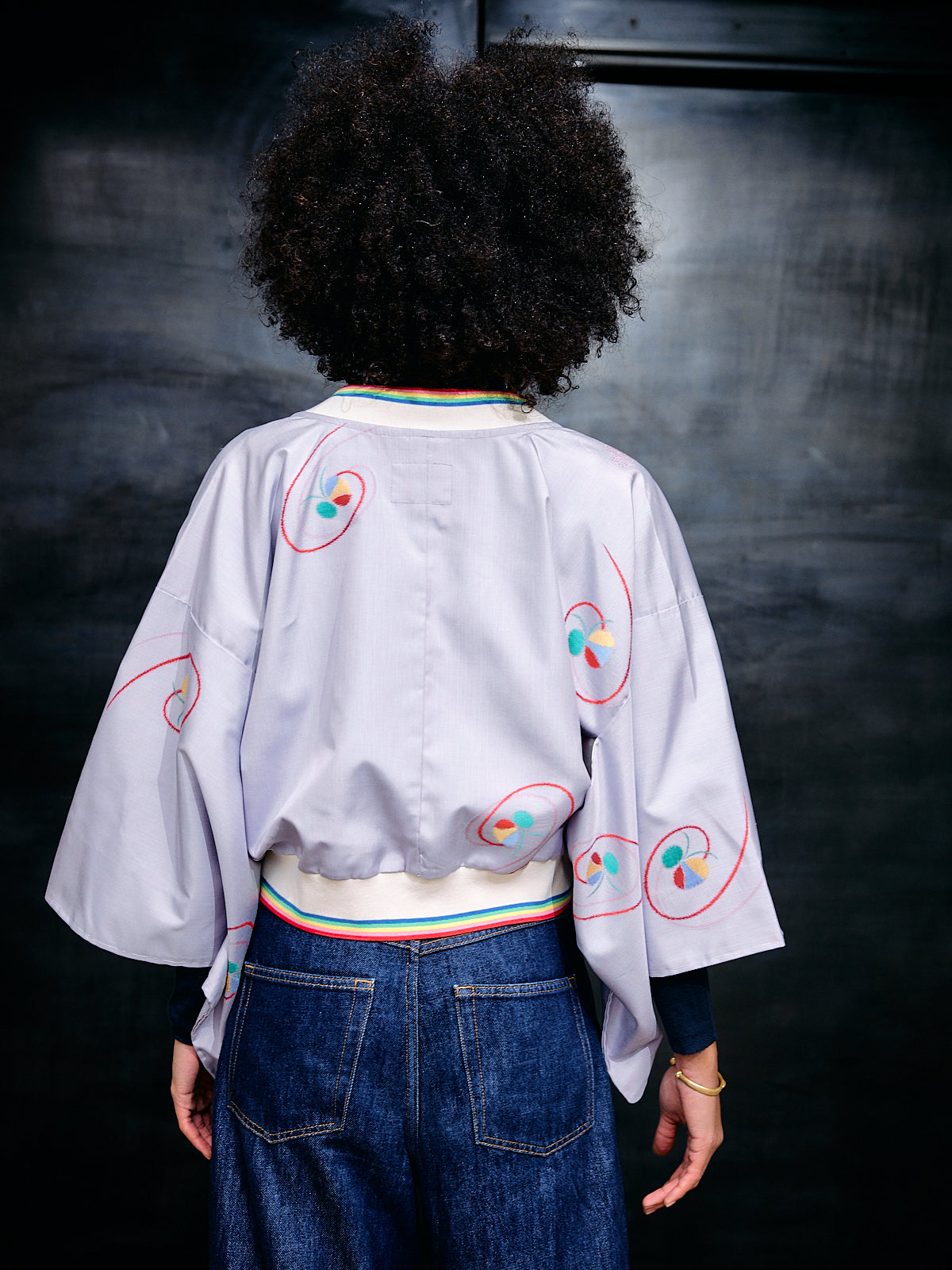 Kimono-Collegejacke Flieder