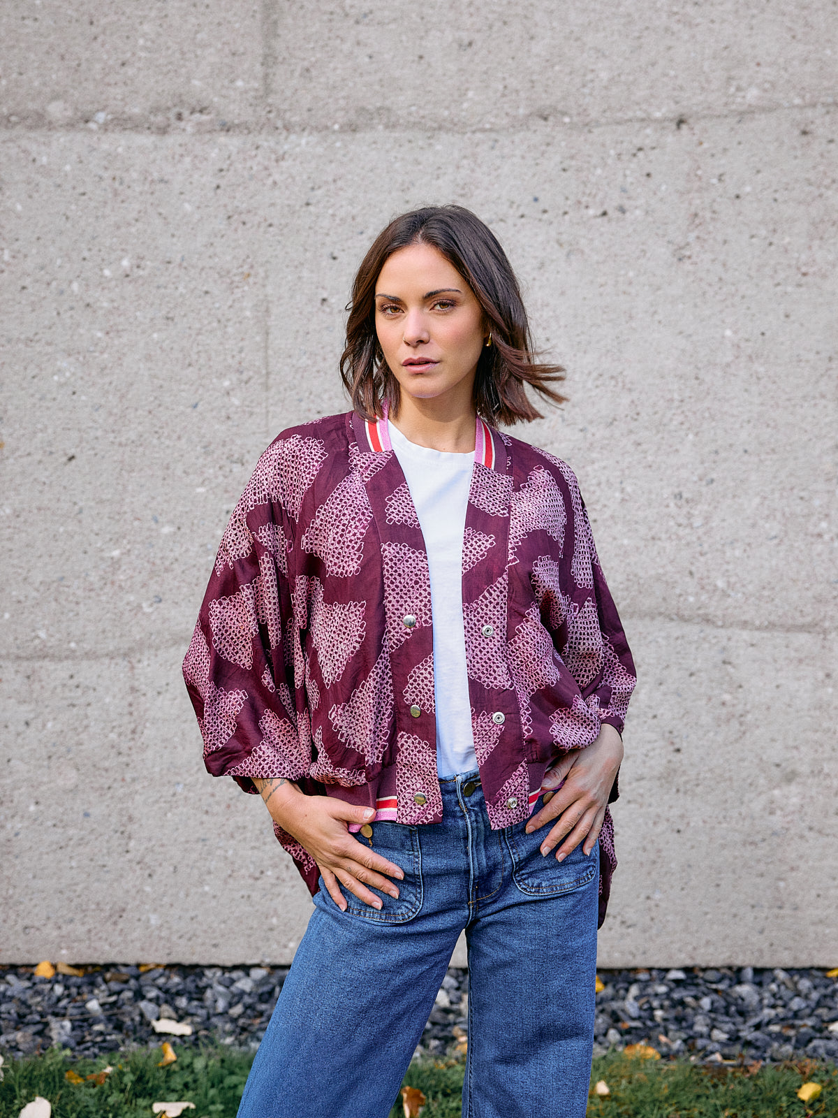 Kimono-Collegejacke Burgundy