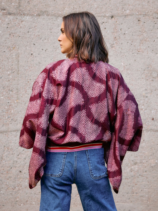 Kimono-Collegejacke Burgundy