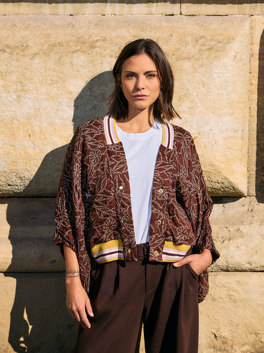 Kimono-Collegejacke Brown