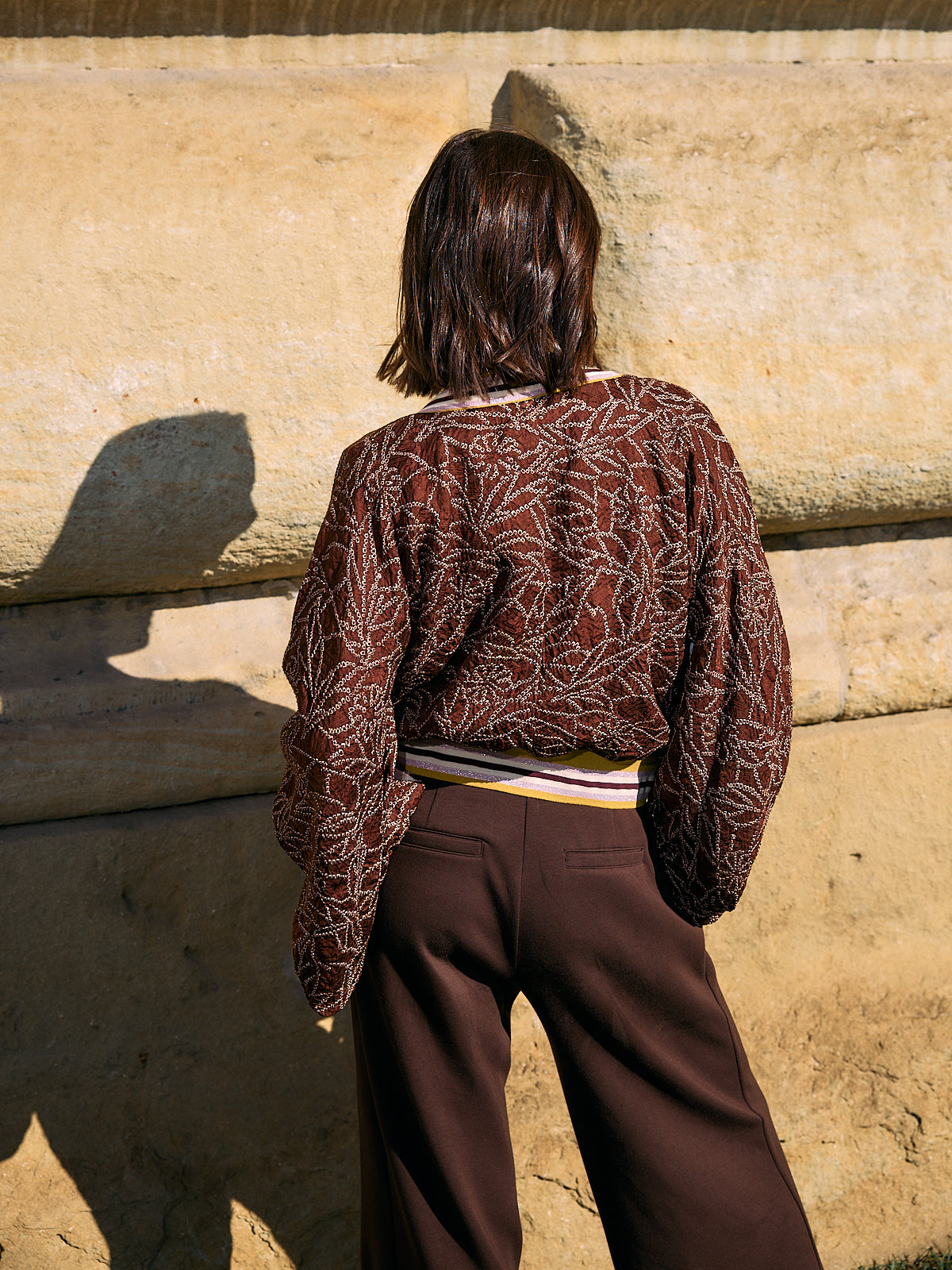 Kimono-Collegejacke Brown