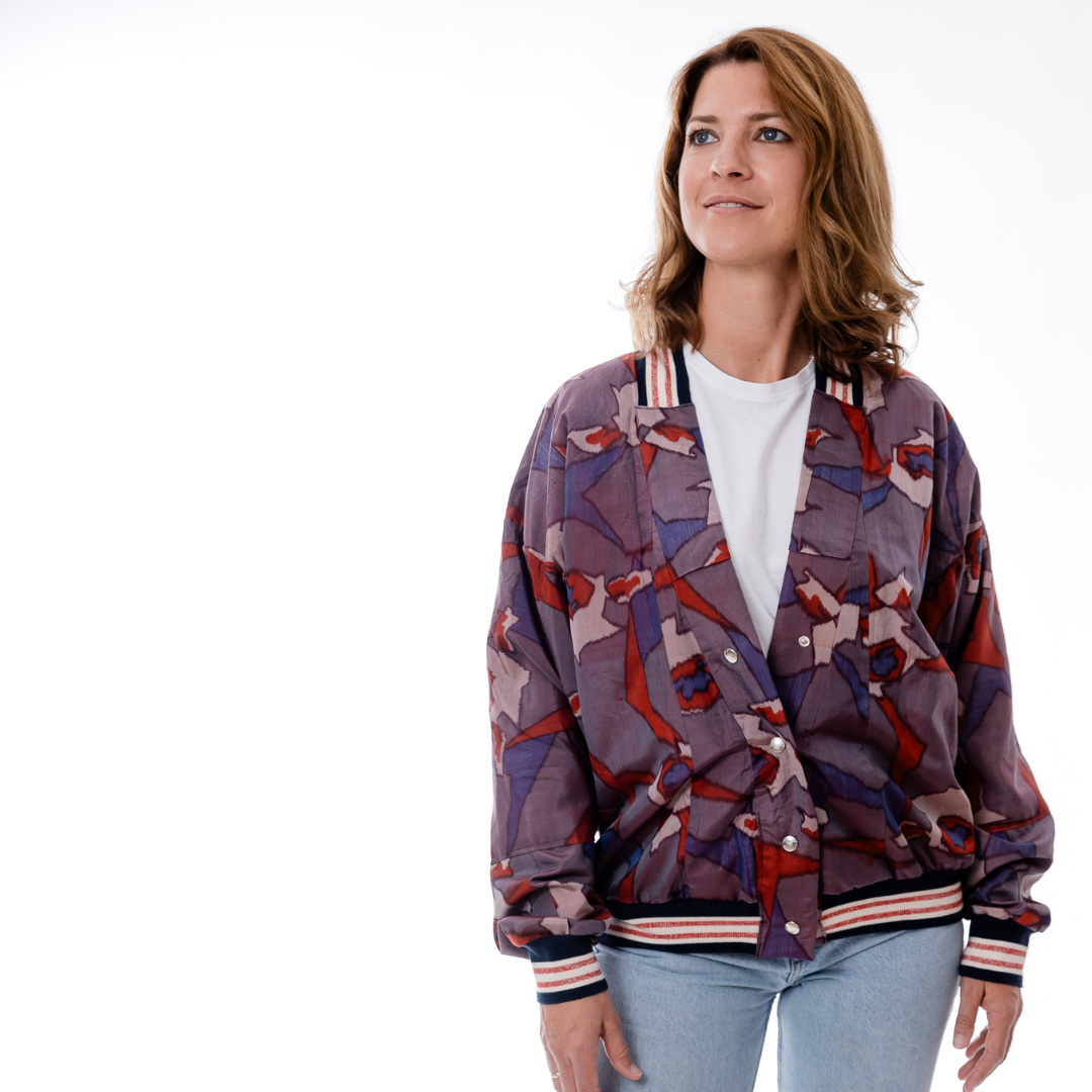 Kimono Collegejacke - purple 80s style