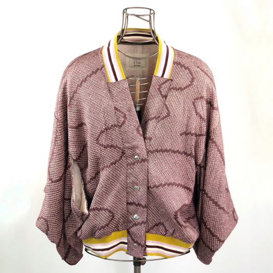 Kimono Collegejacke - darkberry-mustard