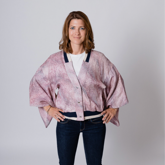 Kimono Collegejacke - lila-pink