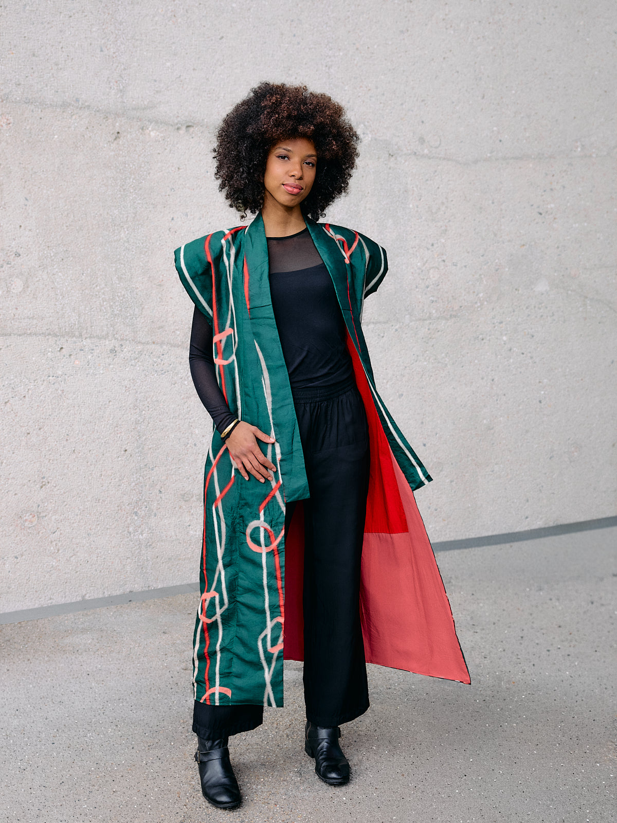 Soulder Kimono-Mantel Green