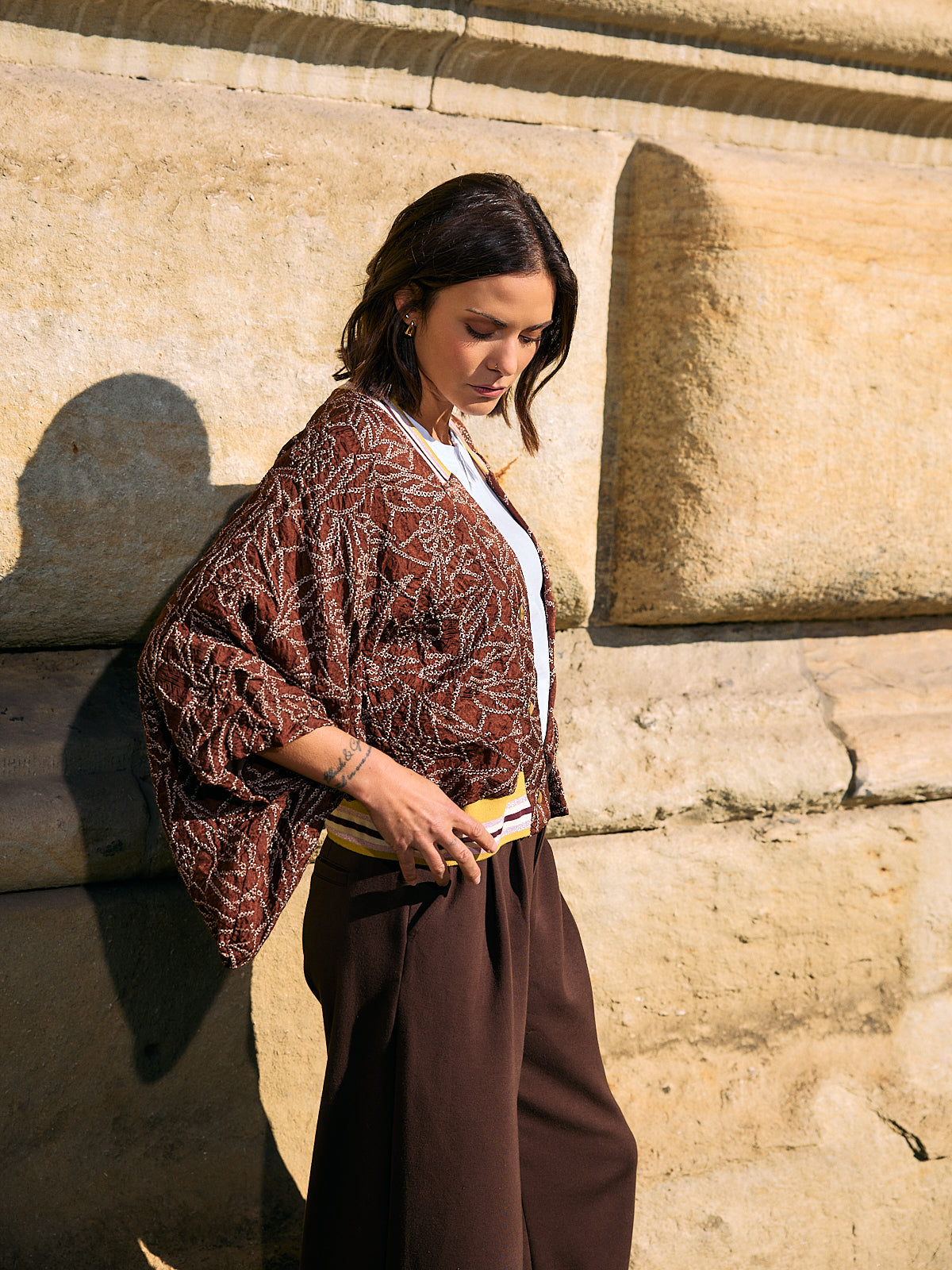 Kimono-Collegejacke Brown